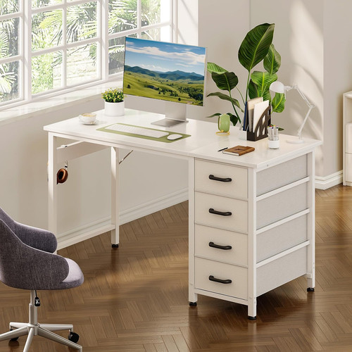 White computer desk with - with, 4