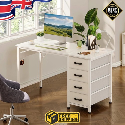 White computer desk - computer,