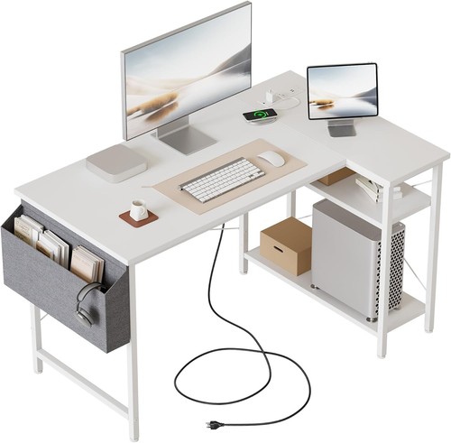 Small shaped desk with - small, l